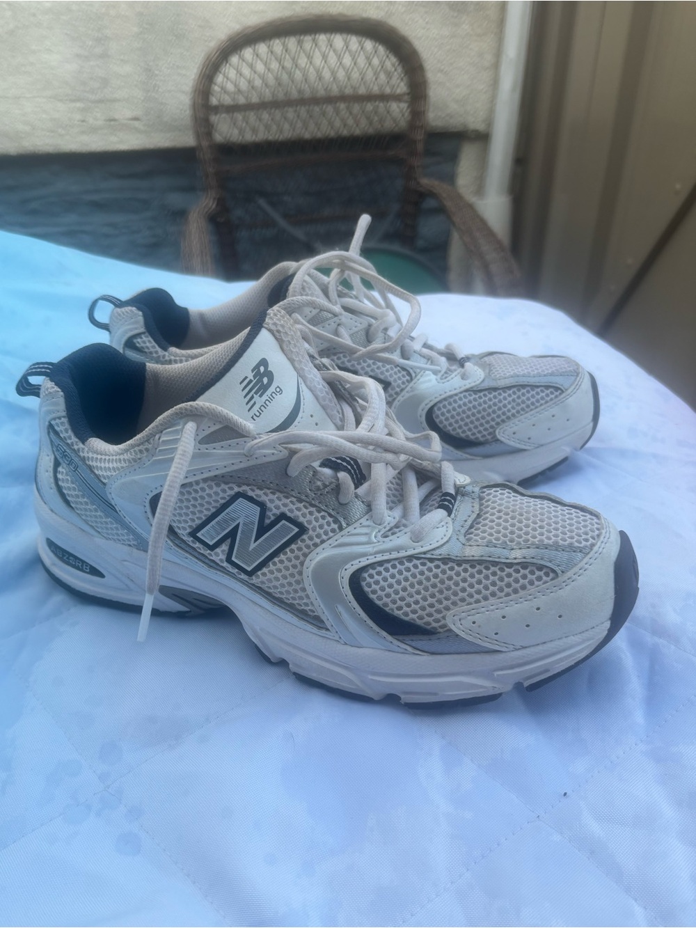 New Balance Kids White and Gray Mesh Athletic Sneakers